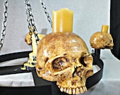 Skull Chandelier OOAK Gothic Skull Medieval Chandelier - Candles