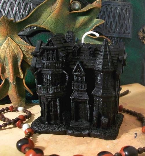 Haunted House Black Beeswax Candle