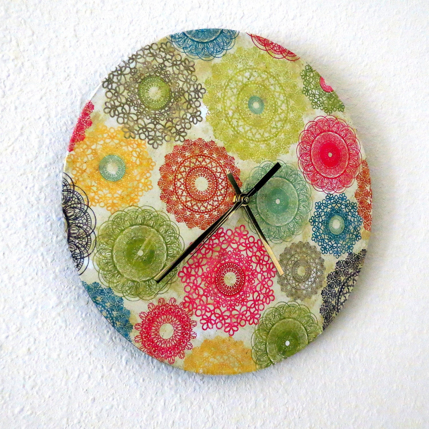 Colorful Retro Chic Wall Clock, Ready To Ship