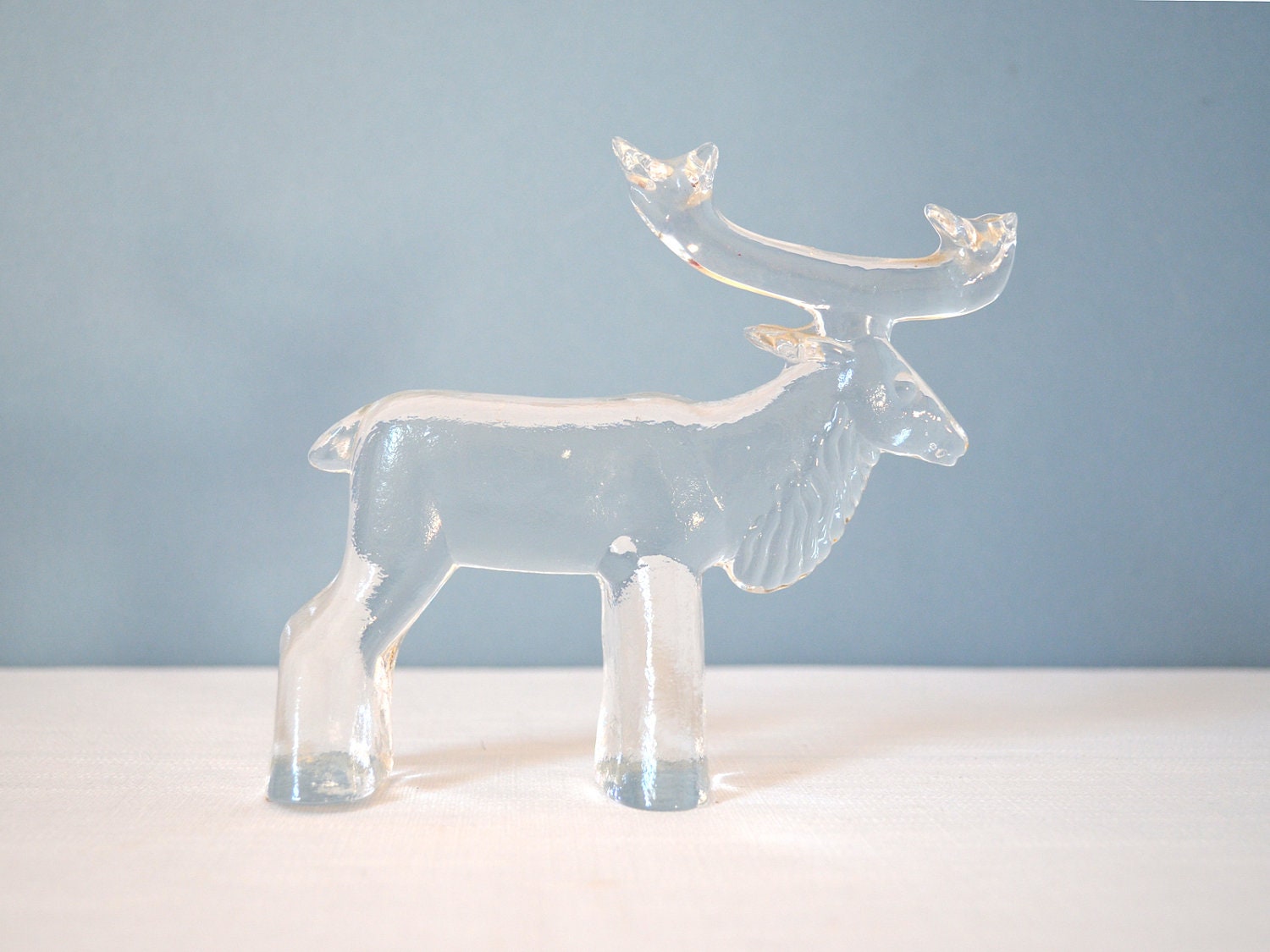 Vintage Bertil Vallien for Kosta Boda Crystal Reindeer