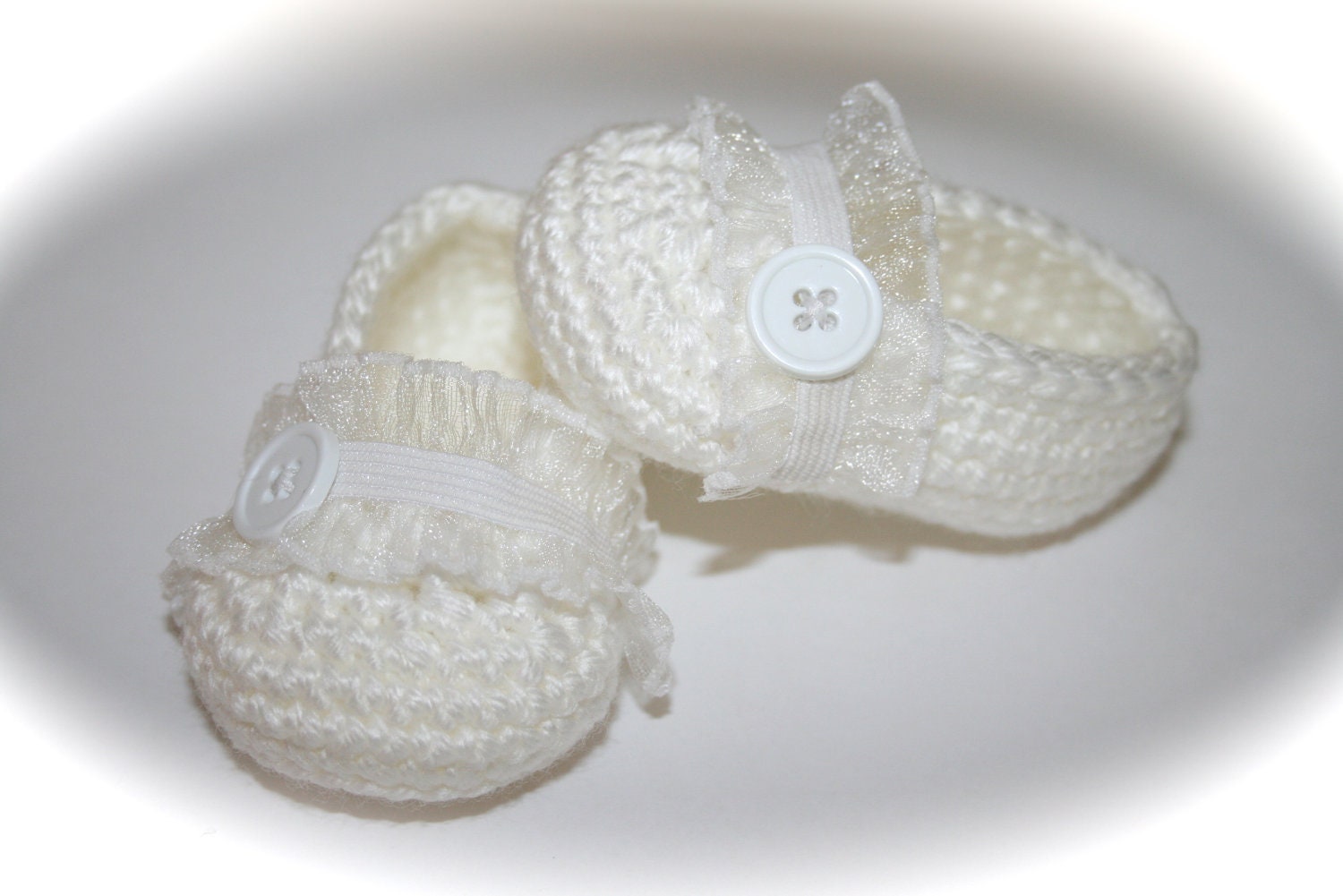 Boutique crochet Baby shoes booties slippers ballet slippers baby girl white baby girl christening dedication