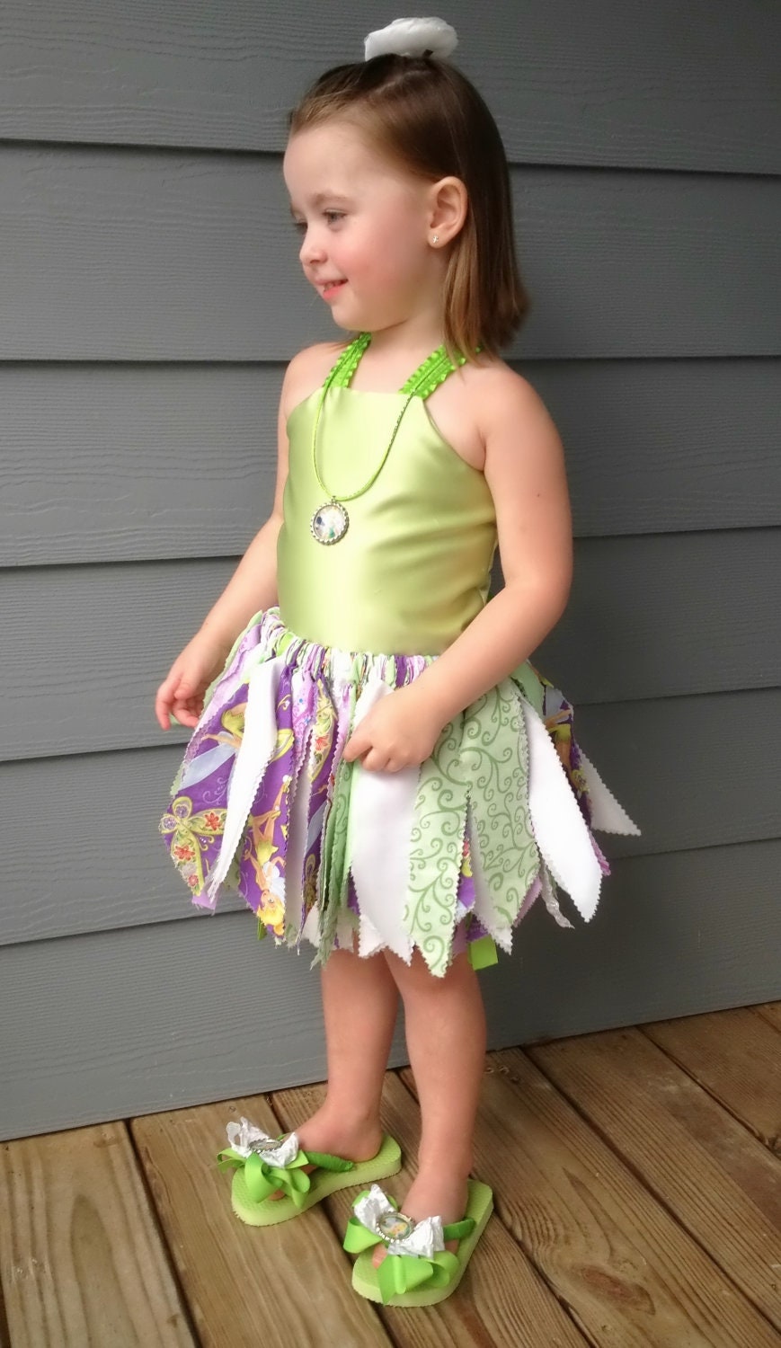 Disney Tinker Bell and Fairies Fabric Tutu and Satin Corset Style Top Set Sizes 6 months through 9/10 Halloween Costume
