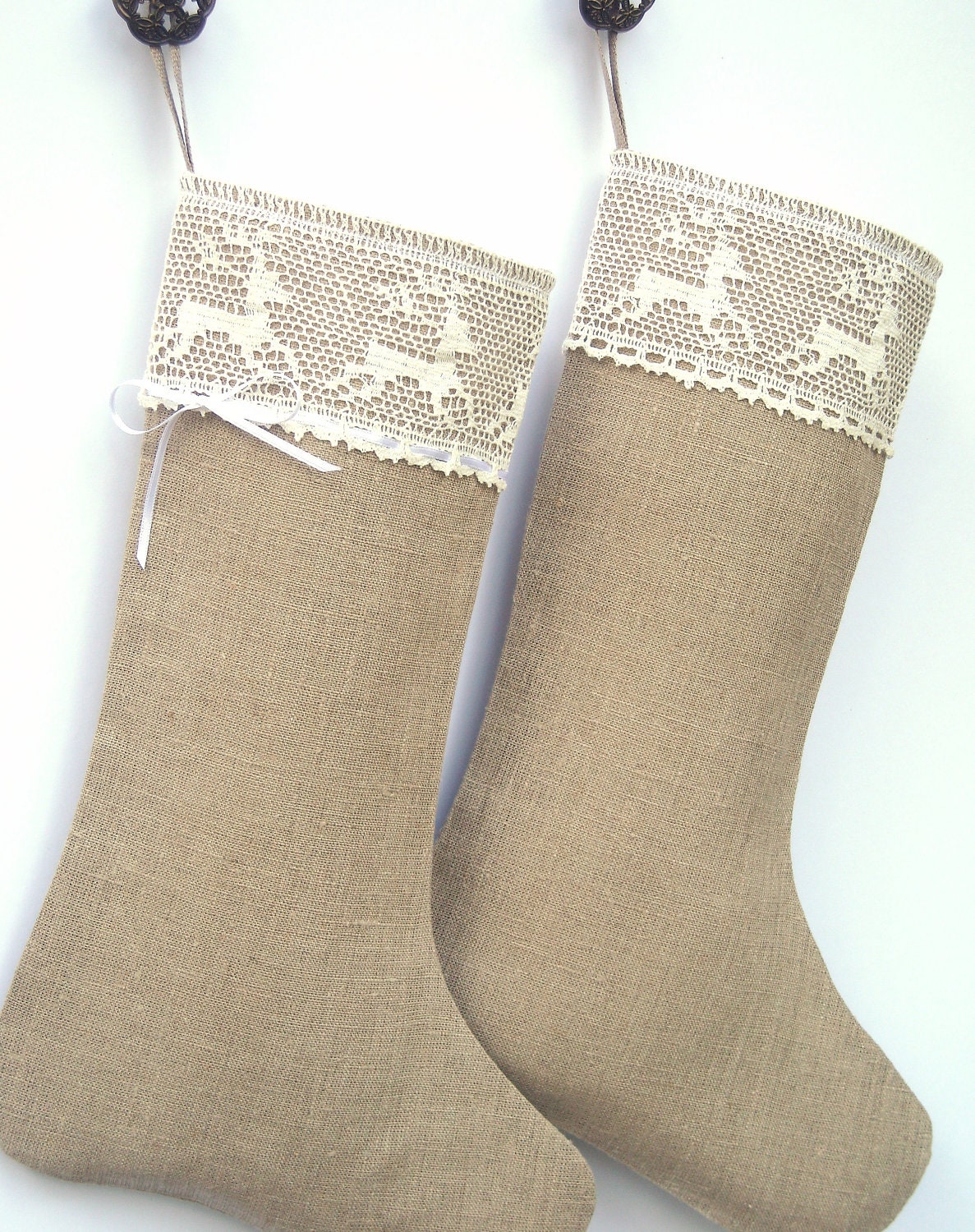 Scandinavian Christmas stocking - Linen Burlap stocking - RESERVED