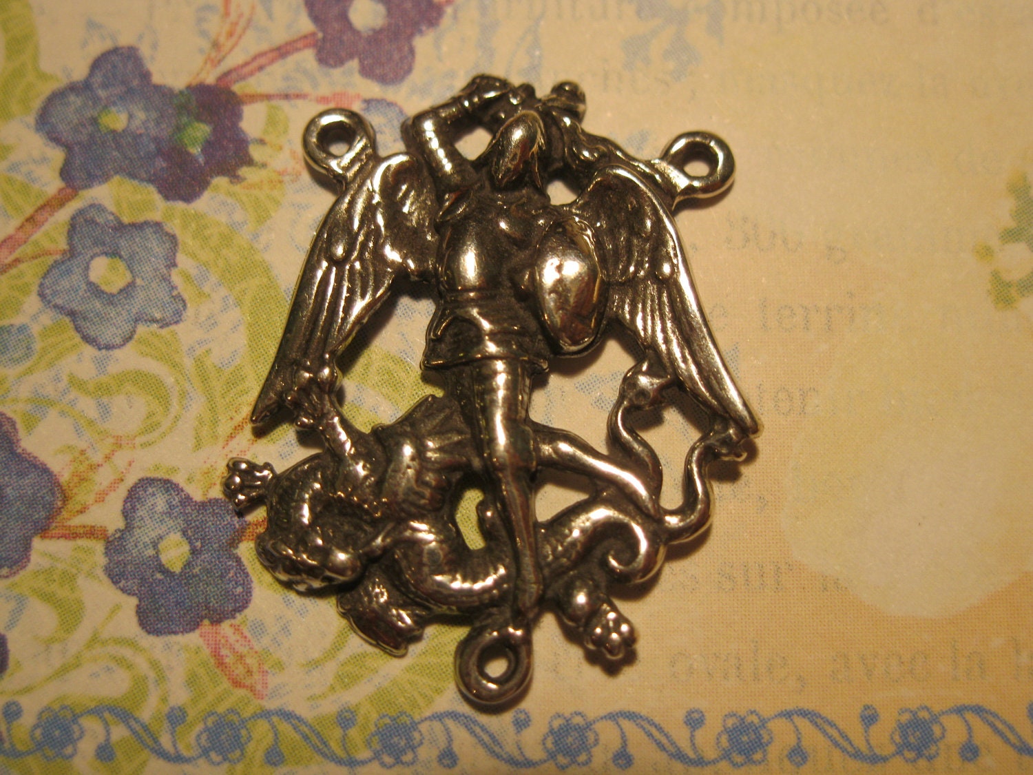 Sterling Silver St. Michael the Archangel Rosary Center Link