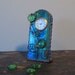 Unique Stained Glass Desk Clock, Blue, Green, Purple and Gold Iridescent, Gift