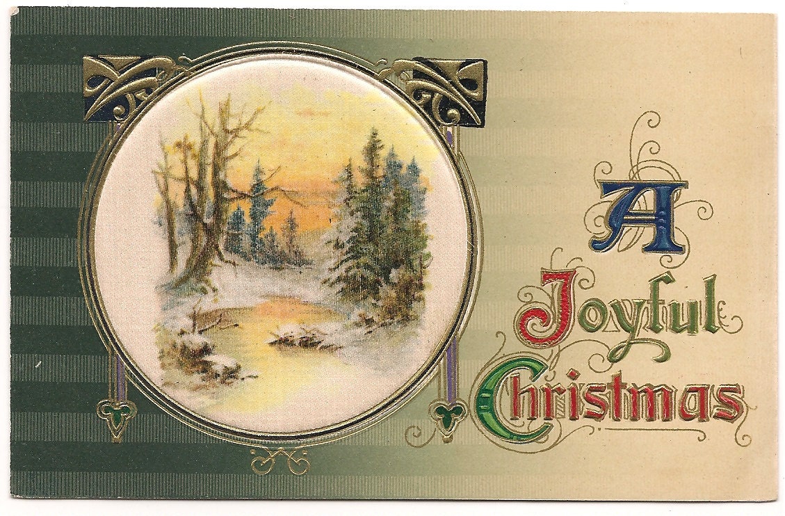 Ca. 1910 Embossed Christmas Greeting Postcard w/ Winter Snow Scene - 784
