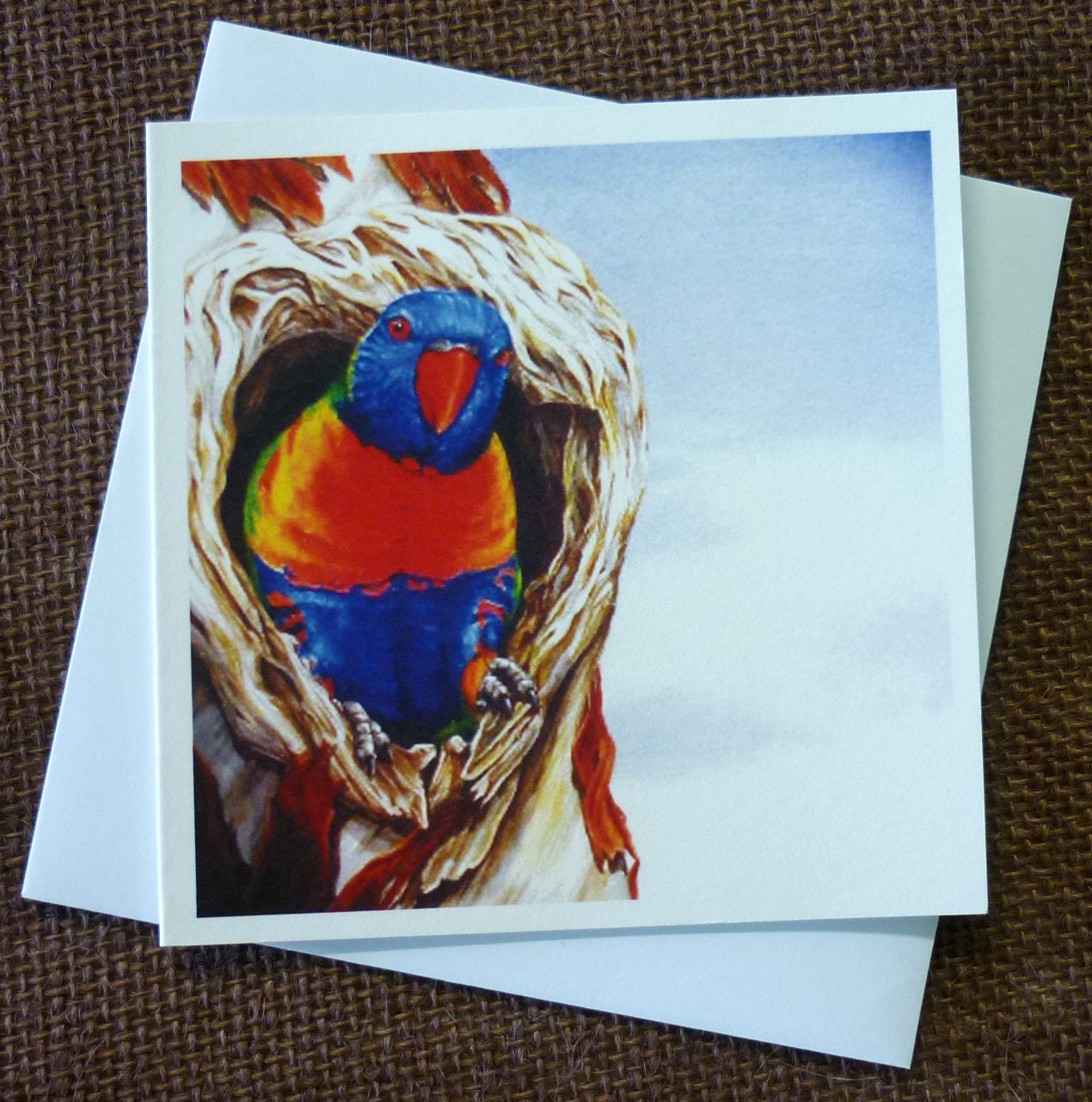 Lorikeet, Australian native bird - blank greeting card from original oil painting