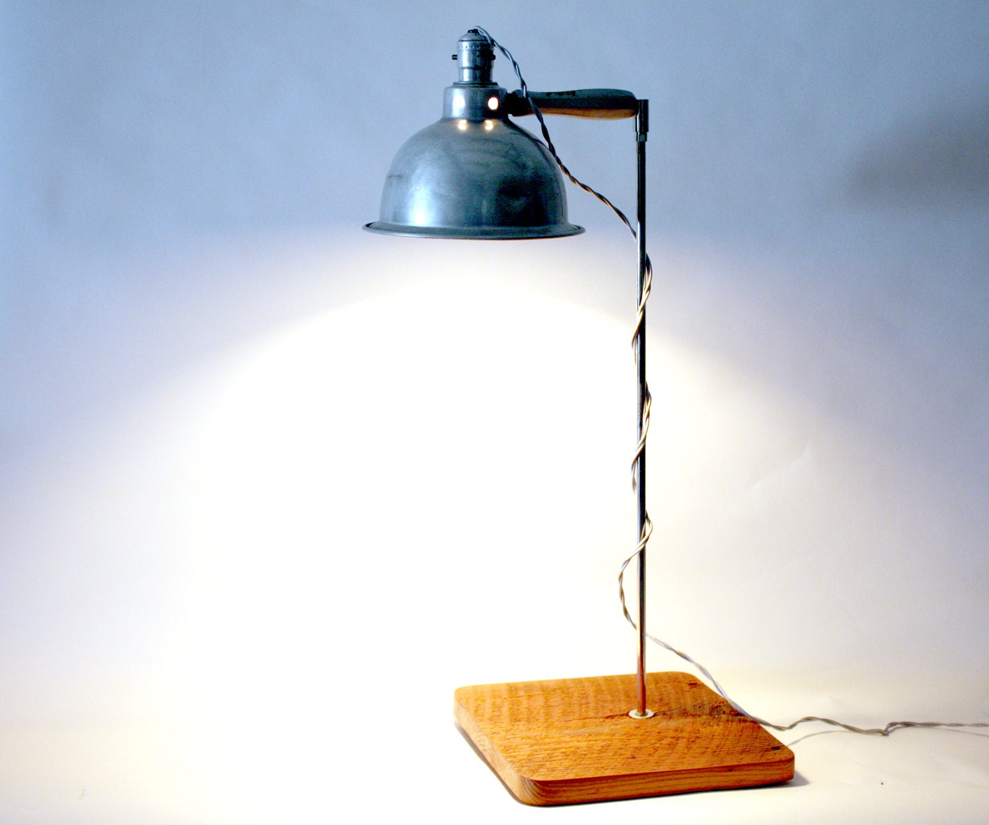 Repurposed Industrial Table Lamp - barn wood - upcycled lighting - vintage task light - industry patina - urban design