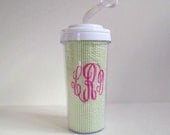 Monogrammed Tumbler with Lid and Straw