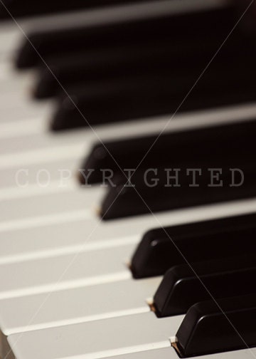 piano keys in vibrant black and white with slight blur print (5x7)