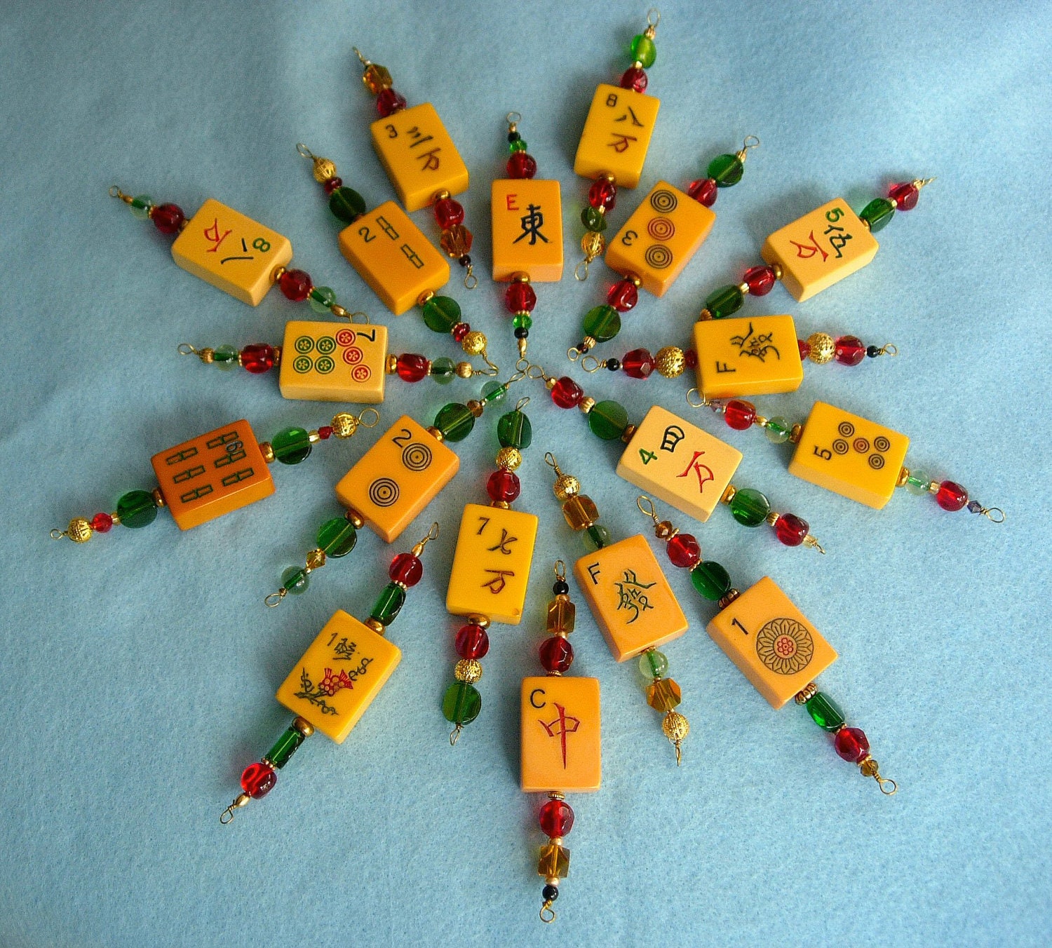 Vintage Mahjong Mah Jongg Tile Holiday Ornaments