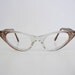 Vintage Cat Eye Eyeglasses / New Old Stock Clear Light Cocoa Brown Crystal Fade Horn Rim with Rhinestones and Stars