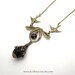 Jet Black Necklace - Elegant Victorian Jewelry - Brass Art Deco Ribbon - Romantic Birds