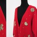 Mid Length Vintage Cardigan with Victorian Crosses  Pearls Emblem