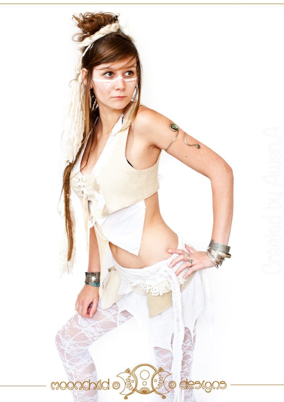 Skirt  - White fairy/pixie outfit (Psytrance fashion, festival wear)
