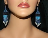 Native American "Purple Sky"  Dangle Beaded Earrings