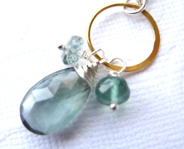 Moss Aquamarine Mixed Metal Sterling Silver Necklace