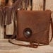 Western Chocolate Brown Messenger Bag with Cowgirl Concho Leather Rose