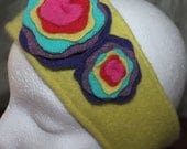 Women's Rainbow Petals Winter Ear Warmers, Made from From Recycled Wool and Cashmere Sweaters, Fully Adjustable
