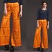 Incredible Vintage ORANGE 70s Wide leg Pants // Trousers // India Print // High Waist // Paisley