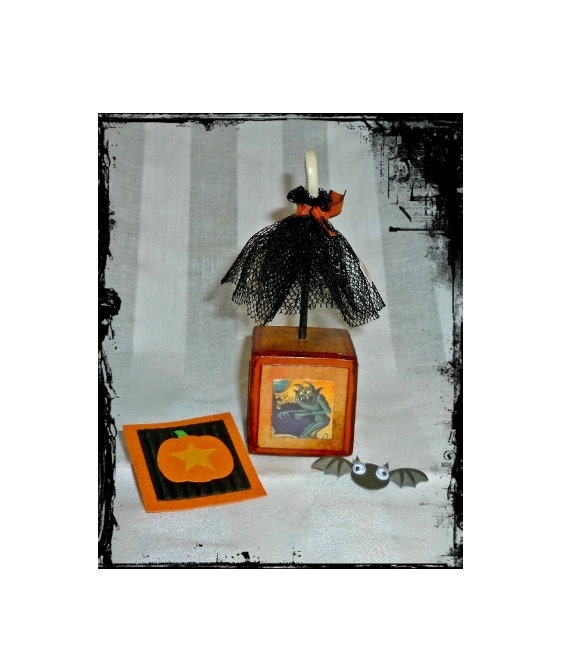 Folk Art Doll, Ghostly, Halloween Art Doll, Primitive Mixed Media Doll, Vintage Inspired, One of a Kind