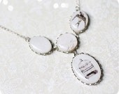 White bird necklace - Shabby chic jewelry - Cage, letter, swallow, gray, soft - bridesmaids jewelry, birthday, gift for her - Free shipping