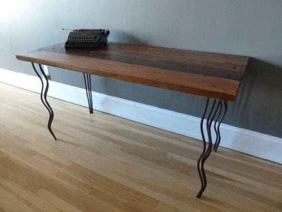 RESERVED Reclaimed Wood Desk with Curvy Hairpin Legs