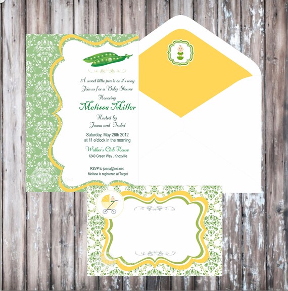 PEA IN the POD Invitation - Yellow and Green Printable Invitation Il_570xn