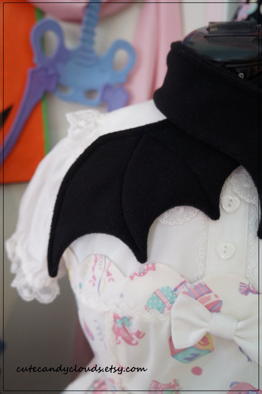 Black bat wing scarf/muffler/neckwarmer