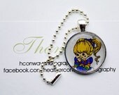 Rainbow Brite Keychain, Glitter Rainbow Bright keychain, Sparkle key chain, 80s cartoon handmade silver colored metal