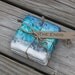 Blue ombre tumbled stone coasters hostess gift rustic favor house warming thank you gift
