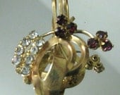 Storewide Sale Vintage Purple and Clear Rhinestone Angel with Gold Tone Brooch Pin