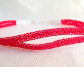 Red Headband, Stretchy Headband, Double Strand Headband
