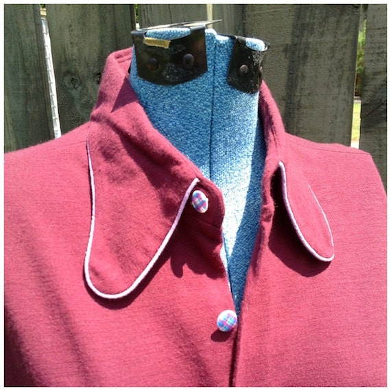 AMAZING VINTAGE 1970's purple DISCO shirt --  butterfly collar - ready for the dance floor