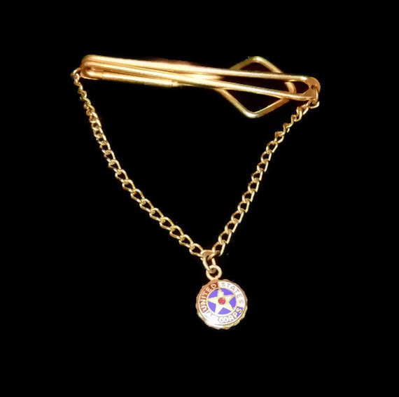 Very rare Swank U.S. Army Air Corps World War II tie clasp with chandelier chain 1930s era