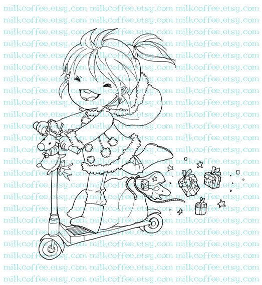 Digital Stamp Alicia and Christmas Mini Scooter