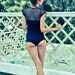 New black leotard with a floral mesh