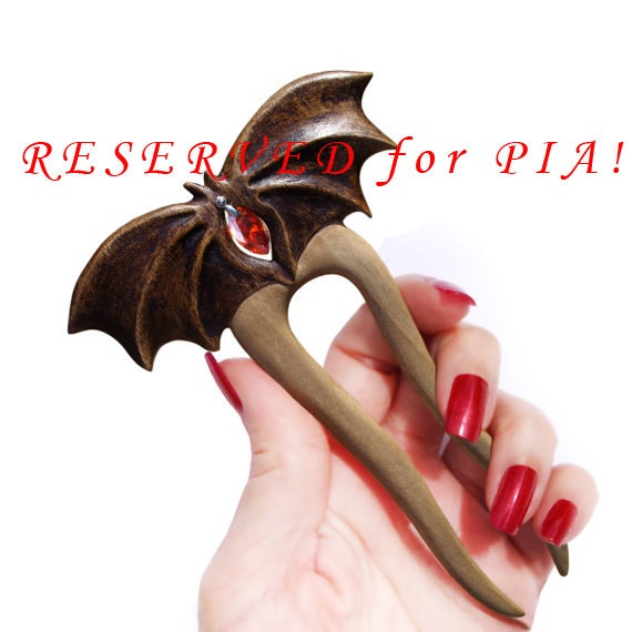 Hand Carved Wooden Hair Sticks Fork Hair Bat Accessory MariyaArts