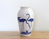 Monaco Blue Vitrock Vase - Cobalt Flamingo Anchor Hocking 1940s Hoover Vase