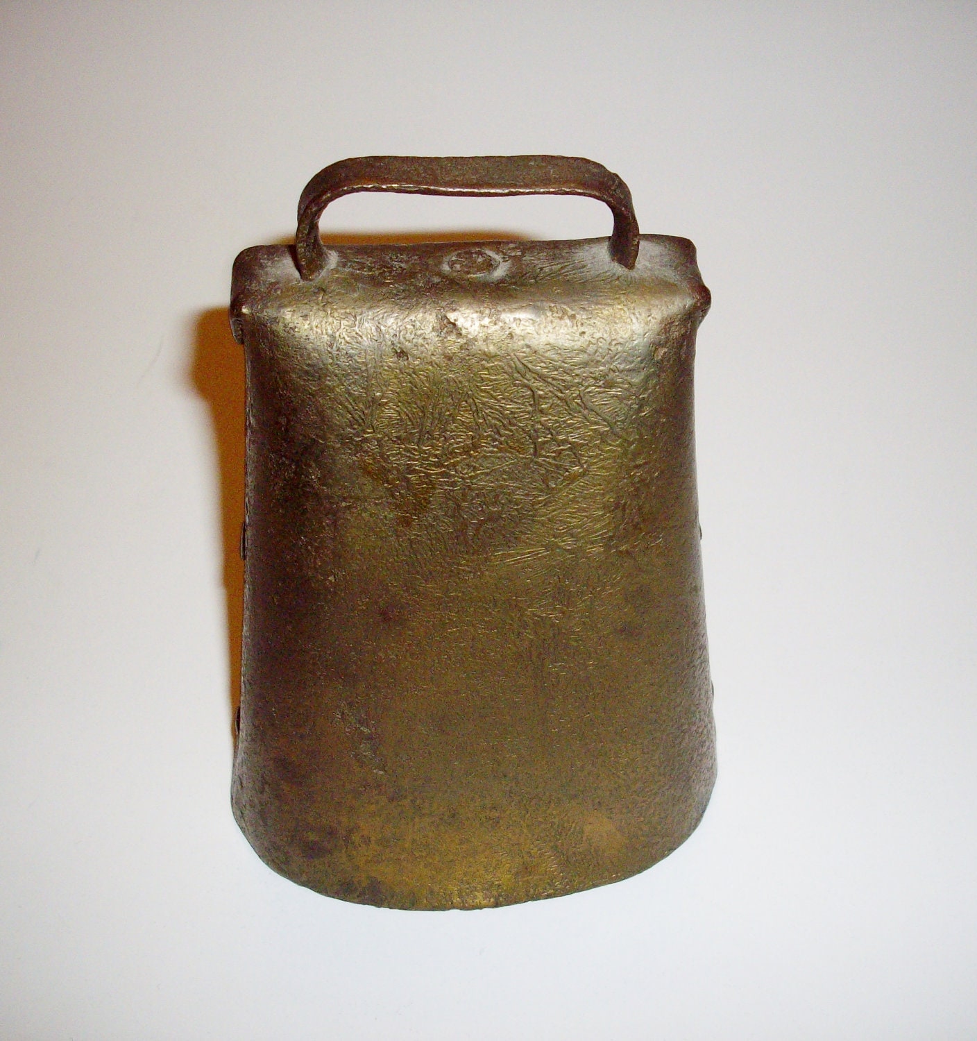 Vintage Cow Bell Riveted Brass Coated Farmhouse by NanNasThings