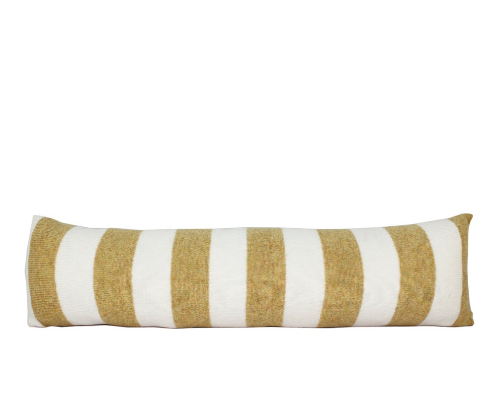 Toddler bed bumper - soft knitted - yellow and white stripes 8"x30", includes insert