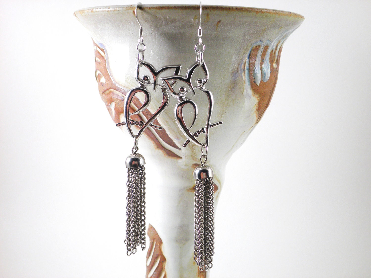 Owl Fringe Drop Earrings