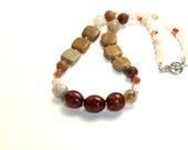 Earthy Brown Agate and Jasper Necklace, Bamboo Agate Jasper, Boho Chic, Tribal, Earthy