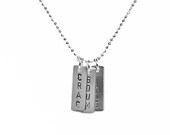 Crac Boum Hue / words on silver tags necklace (MS09)