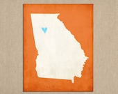 Georgia Silhouette State Map Customizable Art Print