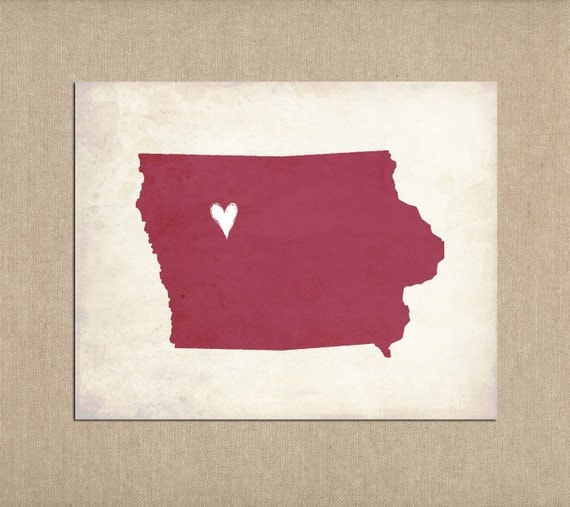 Iowa Love State Customizable Art Print