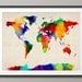 Rolled Paint Map of the World Map, Art Print, 18x24 inch (894)