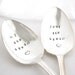 My Ice Cream Spoon and Your Ice Cream Spoon, set of 2 hand stamped vintage silver spoons with hearts, MADE TO ORDER.