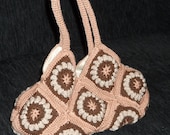 Crochet Bege Brown and coffee flowers handbag, Crochet Handbag, MADE TO ORDER