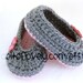 Easter Baby Infant Girl Shoes / Slippers / Booties - Pink & Grey, Flower - YOUR choice size - (newborn - 12 months) - photo prop - clothing